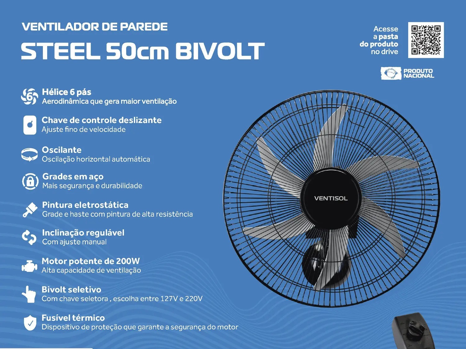STEEL 50CM PAREDE 200W  VENTISOL