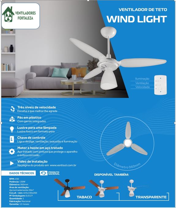 Ventilador De Teto Wind Light Branco 220V