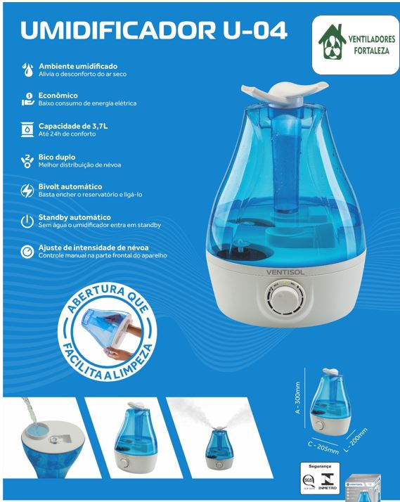 Umidifcador MOD U-04 3,7L Azul NAC. 127/220V