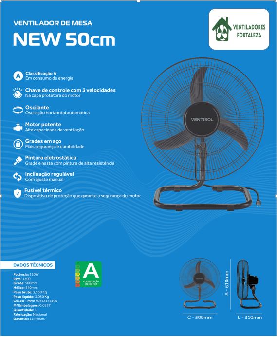 Ventilador de Mesa New 50cm Preto 220V